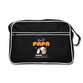 Coming Soon Daddy Humor Pregnancy with Beer & Baby Bottle - Retro Bag - black/white - Front
