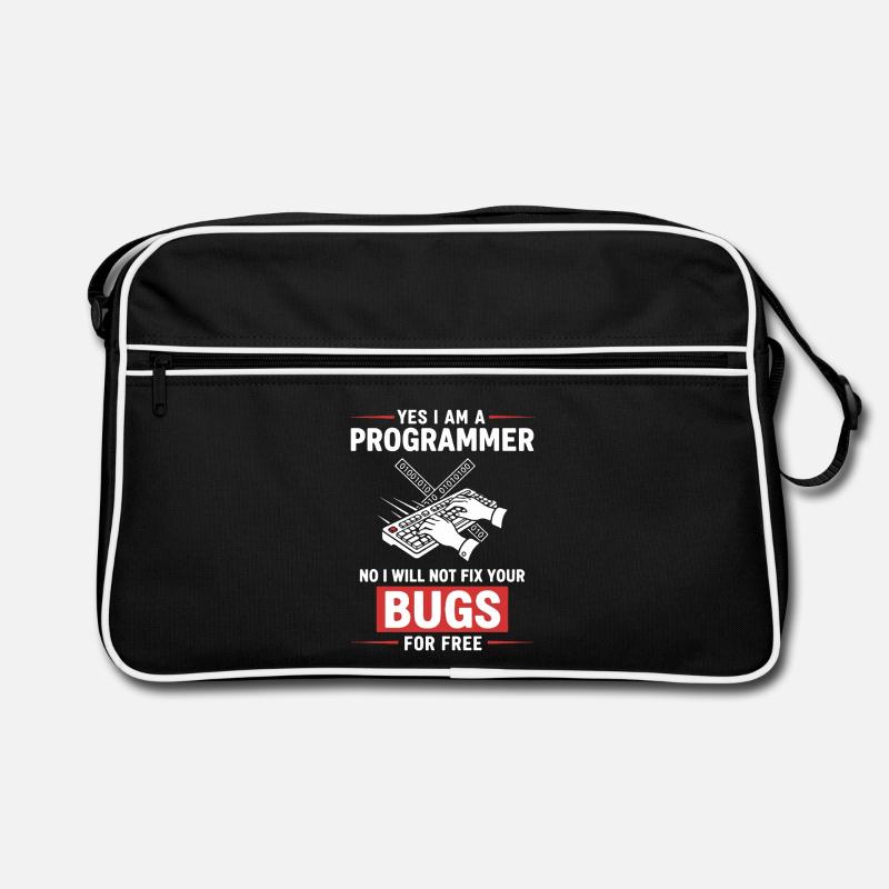 Humor hat den Programmierer behoben, keine Fehler Retro Tasche