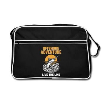 Fischerei-Seeschwertfisch-Abenteuer vor der Küste - Retro Tasche - Schwarz/Weiß - Vorne