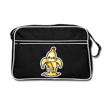 Kawaii Banana Hero Melting Yellow Scene - Retro Bag - black/white - Front