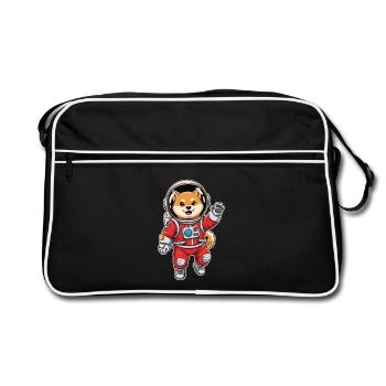 Chien Shiba Inu Astronaute Espace Rouge - Sac Retro - noir/blanc - Devant