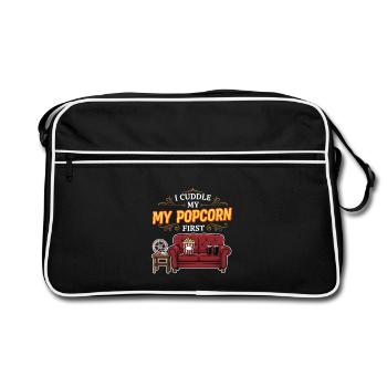 Cinéma Humour Citation Popcorn First - Sac Retro - noir/blanc - Devant