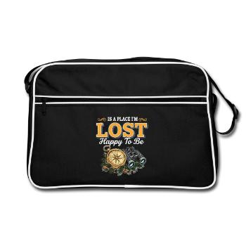 Camping Adventure Humor Lost Happy To Be Vintage - Retro Bag - black/white - Front