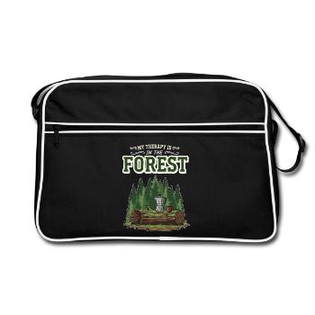 Camping Café Humour My Therapy Is In The Forest - Retro Bag - black/white - Front