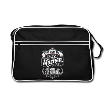 Einfach mal machen Spruch Vintage Style - Retro Tasche - Schwarz/Weiß - Vorne
