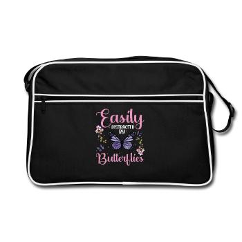 Easily Butterflies - Retro Tasche - Schwarz/Weiß - Vorne