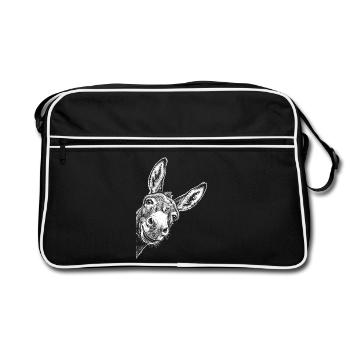 Funny peeking donkey - Retro Bag - black/white - Front