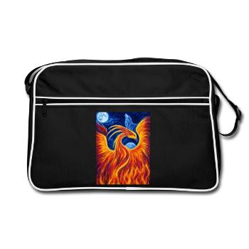 Flaming Phoenix in the Night - Retro Bag - black/white - Front