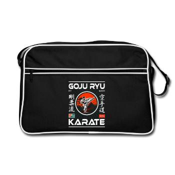 Goju-Ryu Karate Outfit für Karateka mit Kanji - Retro Tasche - Schwarz/Weiß - Vorne