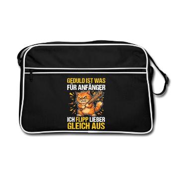 Böse Katze: Geduld ist was für Anfänger - Retro Tasche - Schwarz/Weiß - Vorne