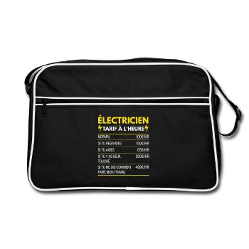 Électricien Cadeau Humour Tarifaire à l'Heure - Sac Retro - noir/blanc - Devant