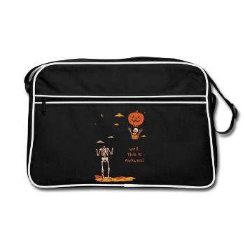 Nun, das ist das peinliche Halloween des kopflosen Skeletts - Retro Tasche - Schwarz/Weiß - Vorne