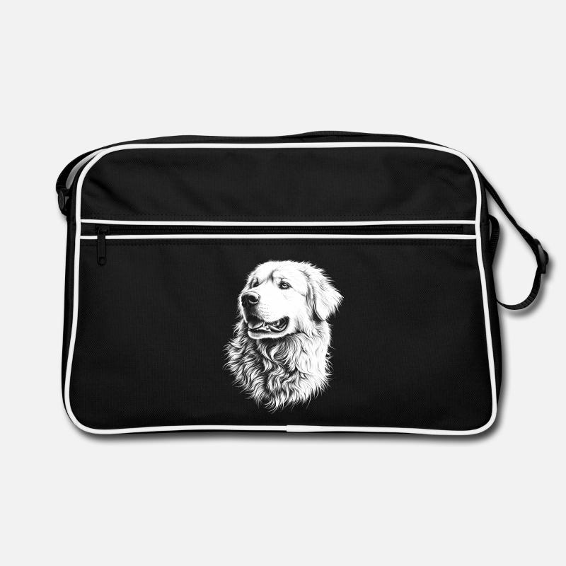 Great Pyrenees Portrait Pyrenäenberghund Hunde Retro Tasche
