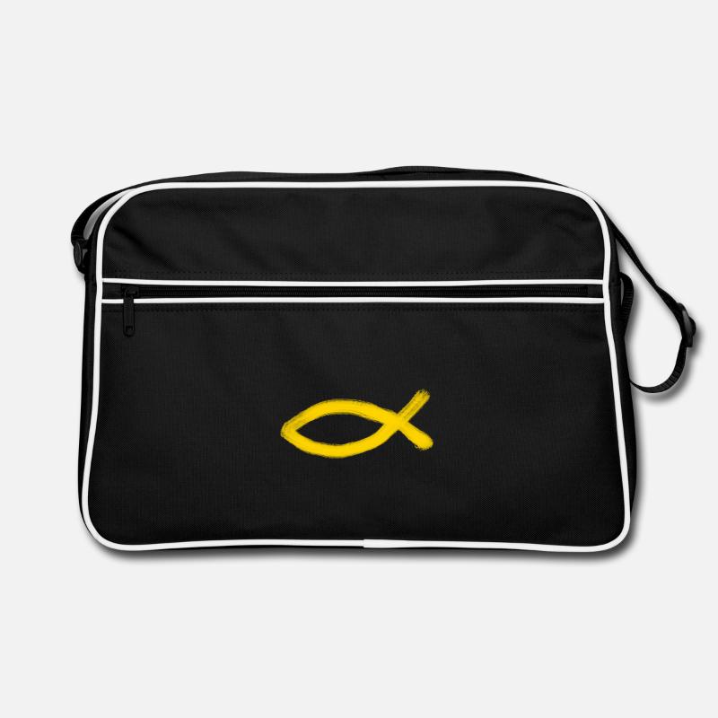 yellow Jesus fish fish Ichthys fish Retro Bag
