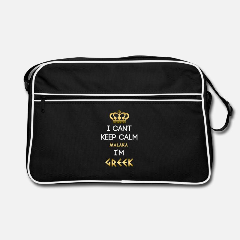 Grieche Malaka – I Can't Keep Calm - Retro Tasche - Schwarz/Weiß