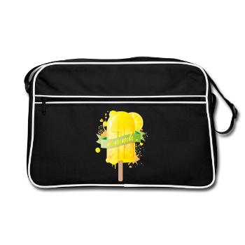 Zitronengelbes leckeres Eis im Graffiti Stil - Retro Tasche - Schwarz/Weiß - Vorne