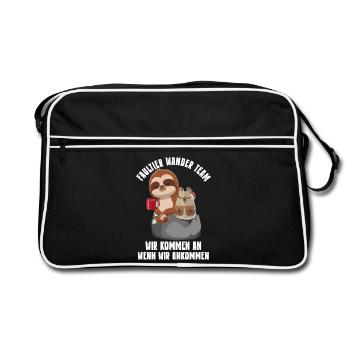 Faultier Gruppe Wandergruppe Berg Wanderung - Retro Tasche - Schwarz/Weiß - Vorne