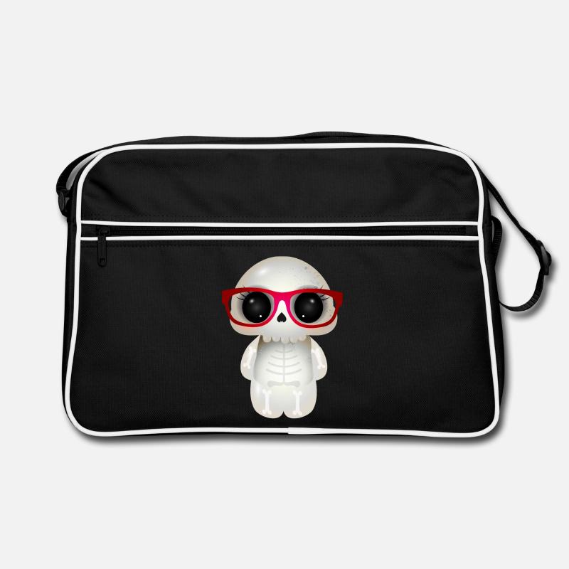 cute skull with red nerd glasses Retro Bag