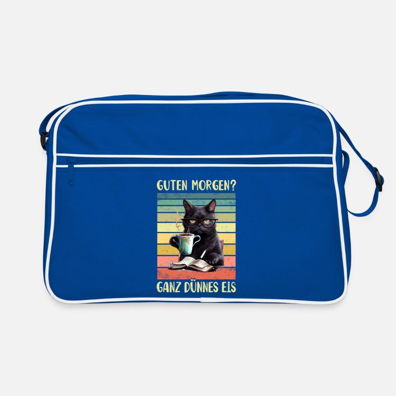 Schwarze Katze Morgenmuffel Retro Tasche
