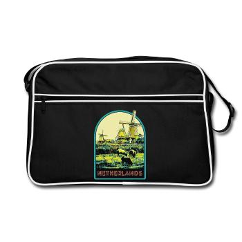 Scenic Journey, Windmills of the Netherlands - Retro Bag - black/white - Front