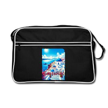 Grèce, souvenirs, vacances, Santorin - Sac Retro - noir/blanc - Devant