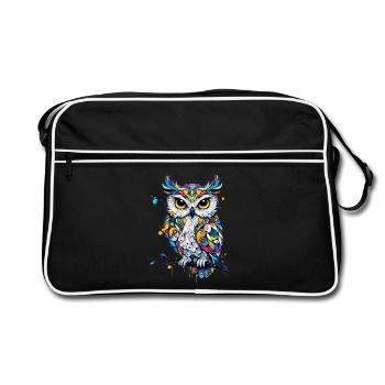 Eule - Retro Tasche - Schwarz/Weiß - Vorne