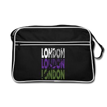 Tennis Shirt London Grand Slam Turnier Design - Retro Tasche - Schwarz/Weiß - Vorne