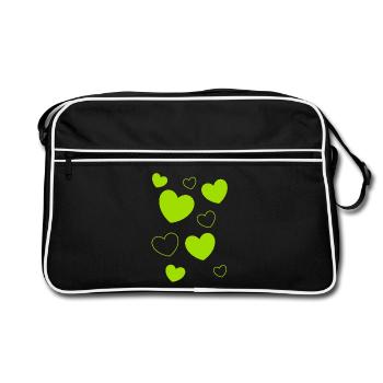 Heart Green Heart Pattern Green Heart Pattern Green Heart Pattern - Retro Bag - black/white - Front