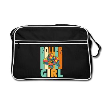 Retro Roller Mädchen - Retro Tasche - Schwarz/Weiß - Vorne