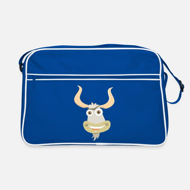 Fröhliche Illustration eines Yakkopfes Retro Tasche