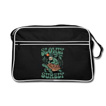 Lentement mais sûrement la tortue et la paresse - Sac Retro - noir/blanc - Devant