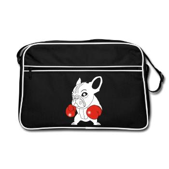Chien blanc boxeur - Sac Retro - noir/blanc - Devant