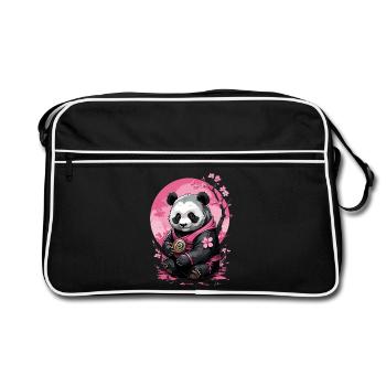Panda rose en kimono floral - Sac Retro - noir/blanc - Devant