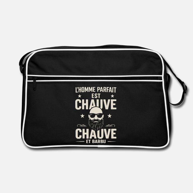 Der perfekte Mann hat eine Glatze und einen Bart Retro Tasche