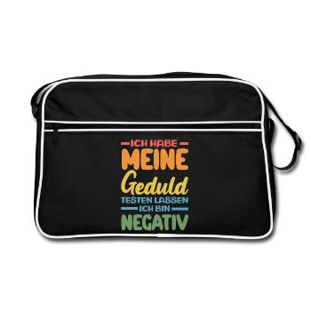 Patience tested – I'm negative - Retro Bag - black/white - Front