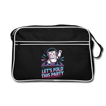 DJ Humor Tier Schottisch Fold Chat - Retro Tasche - Schwarz/Weiß - Vorne
