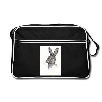 Nicht nur ein weiteres Kaninchen - Retro Tasche - Schwarz/Weiß - Vorne