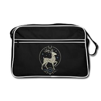 Celtic Yule Deer with Sun and Moon - Retro Bag - black/white - Front