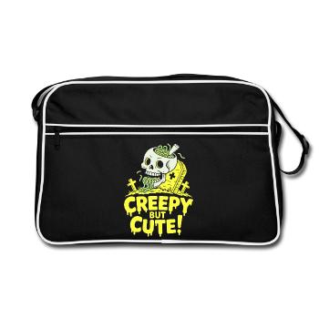 Creepy but Cute Skull Glow - Retro Bag - black/white - Front
