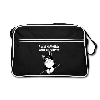 Cat Defies Authority - Retro Bag - black/white - Front