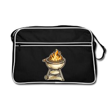 Grill Fire Motif Retro BBQ - Retro Bag - black/white - Front