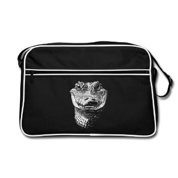 Alligator Portrait Prédateur Animaux Animal - Sac Retro - noir/blanc - Devant