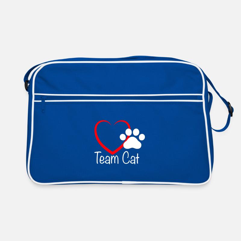 Team Cat mit Herzchen Retro Tasche