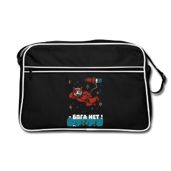 Gagarin Katze - Ich sehe dort oben keinen Gott - Retro Tasche - Schwarz/Weiß - Vorne