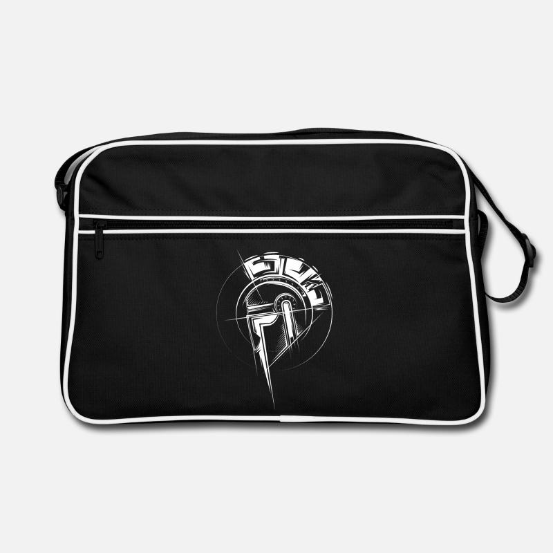 Gladiator Illustration Fighter Helm Römer Symbol - Retro Tasche - Schwarz/Weiß