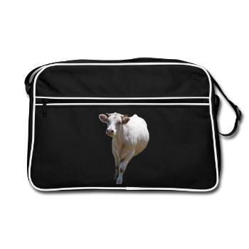 T-shirt de vache personnalisé cadeau pour les agriculteurs - Sac Retro - noir/blanc - Devant