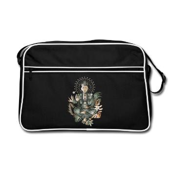 Bouddha avec des fleurs et des plantes exotiques - Sac Retro - noir/blanc - Devant