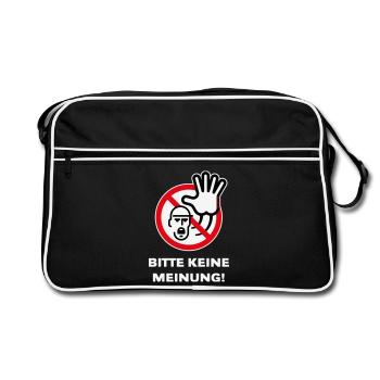 Bitte Keine Meinung! (Warnzeichen Warnschild / 3C) - Retro Tasche - Schwarz/Weiß - Vorne