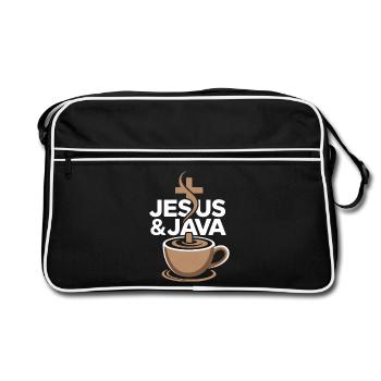 Inspiration and coffee with Jesus & Java - Retro Bag - black/white - Front