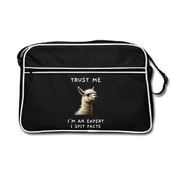 Lama drôle de lama « Je crache des faits » Parole d’expert - Sac Retro - noir/blanc - Devant